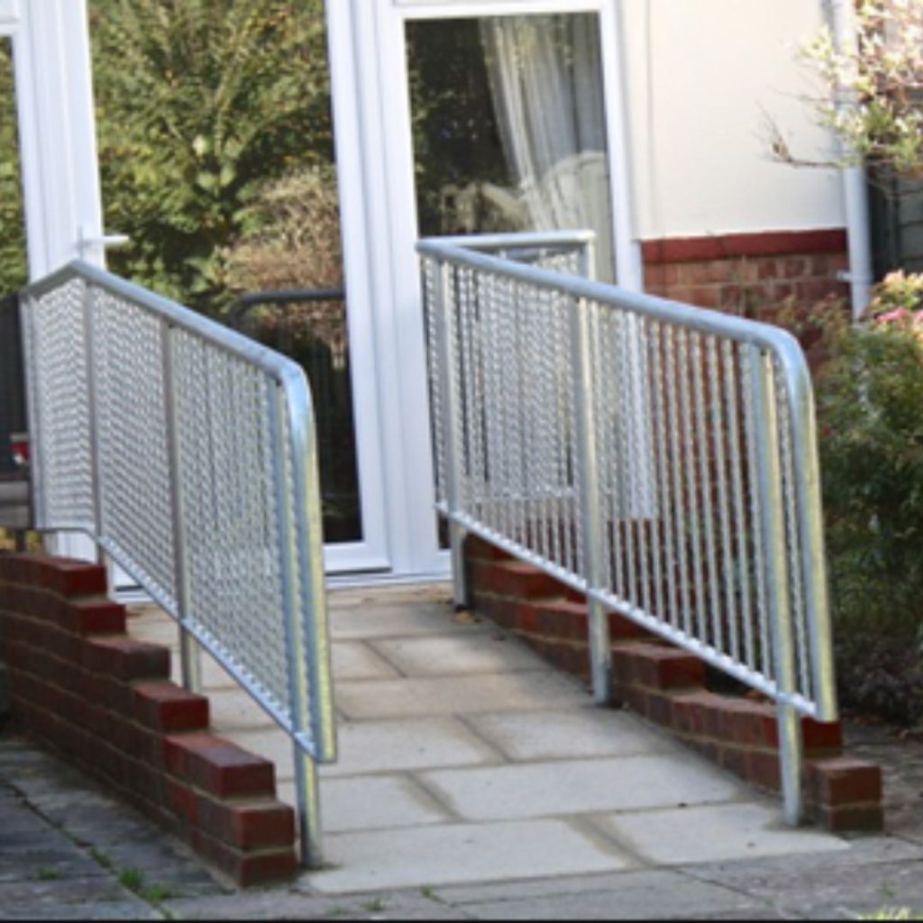 Building with ramped access for wheelchairs